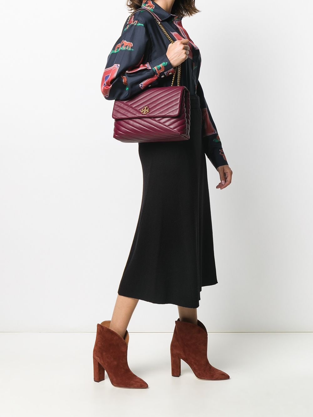 Kira Chevron Medium Shoulder Bag Imperial Garnet – E Wholesale