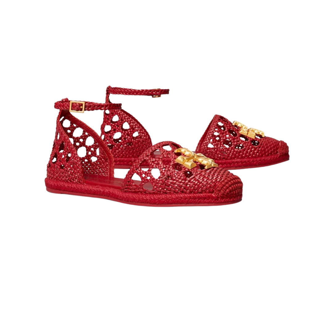 Eleanor Woven Leather d'Orsay Espadrille Red – E Wholesale