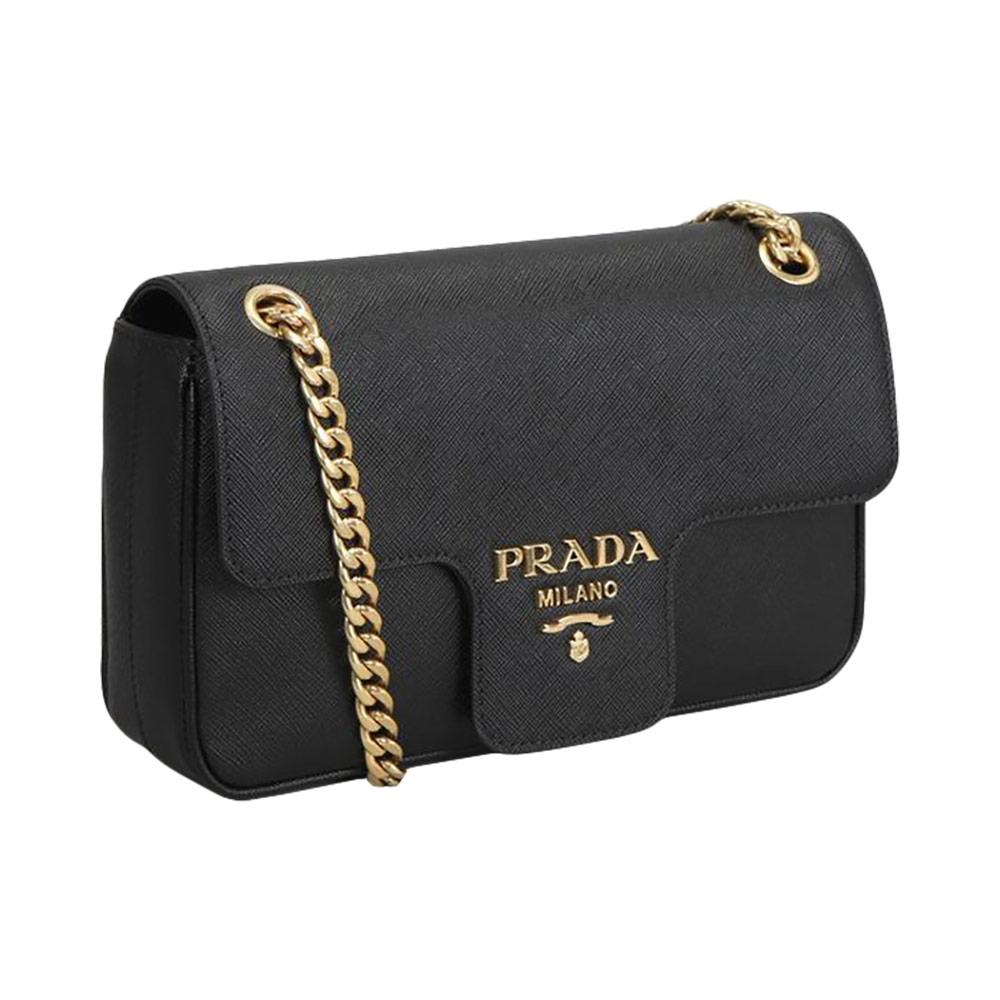 Good as New Prada 1BD193 Black Pattina Saffiano Leather Small